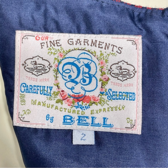 Fall/Winter - Fine Garments by Bell Navy/Red Plaid Bow Ruffles Dress Sz 2 - Picture 2 of 11